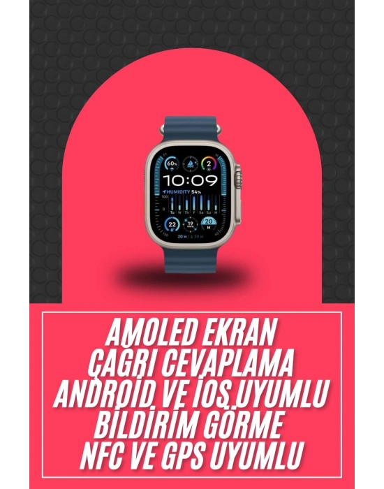 ÇOK SATAN 49mm Akıllı Saat Amoled Ekranlı Kadın Erkek Kol Saati Plastik Kordon