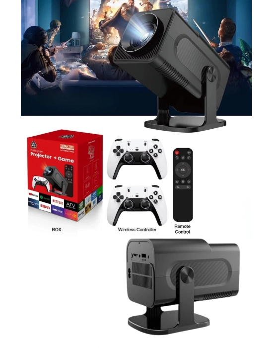 ÇOK SATAN 4K Android Smart Wi-fi Çift Kollu Projeksiyon Game Box Kumandalı Taşınabilir