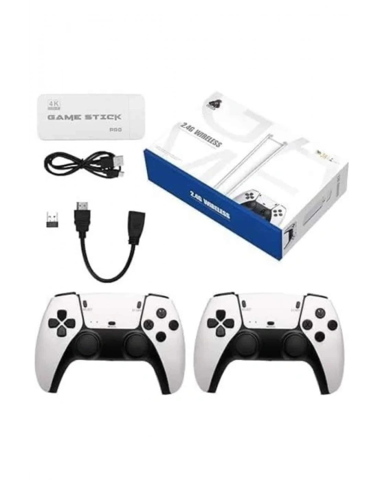 ÇOK SATAN 4K HD Görüntü Kaliteli Retro Game Stick 20000 Oyunlu Çift Kollu Beyaz Game Stick