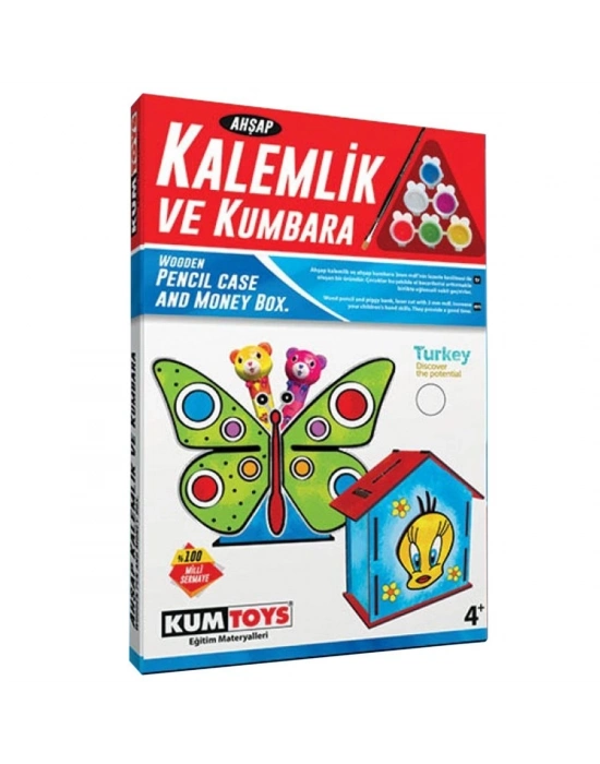 ÇOK SATAN 5304 Ahşap Kalemlik ve Kumbara Seti