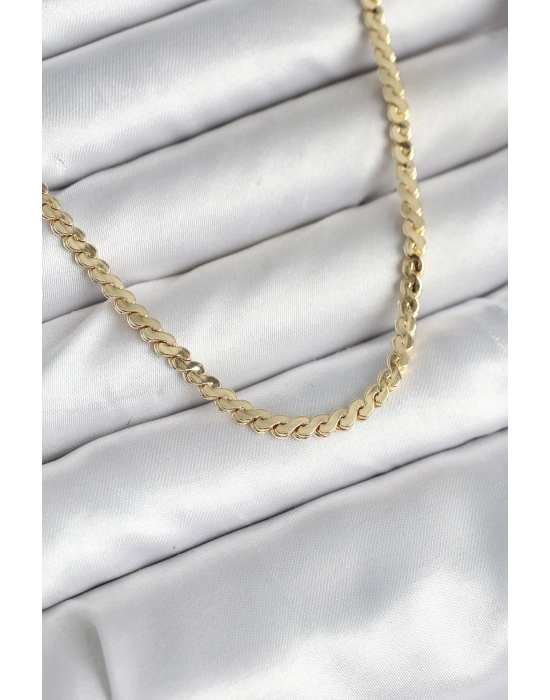 ÇOK SATAN 60 cm Gold Renk Pirinç Yassı Zincir Model Kadın Kolye
