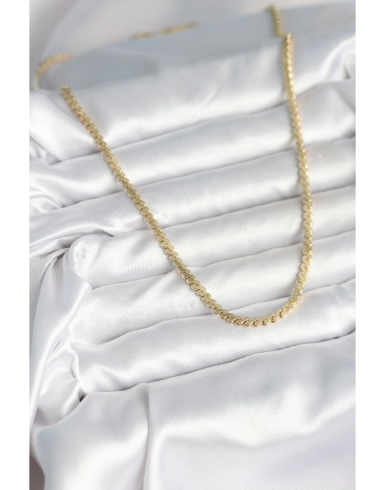 ÇOK SATAN 60 cm Gold Renk Pirinç Yassı Zincir Model Kadın Kolye