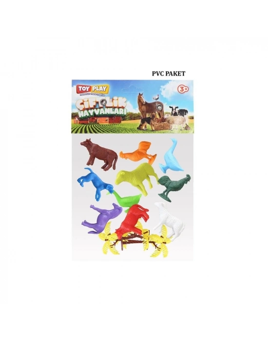 ÇOK SATAN 676 Toy Play 12 Parça Renkli Mini Çiftlik Hayvanları Figür Seti 4-6 cm