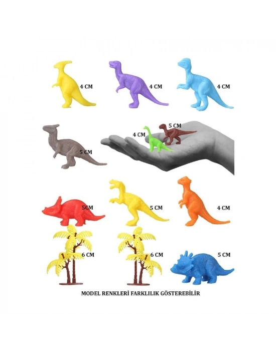 ÇOK SATAN 683 Toy Play 12 Parça Renkli Mini Dinozor Figür Seti 4-6 cm