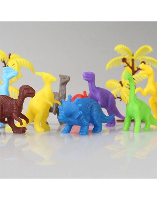 ÇOK SATAN 683 Toy Play 12 Parça Renkli Mini Dinozor Figür Seti 4-6 cm