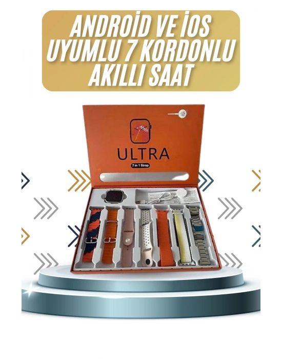 ÇOK SATAN 7 Kordonlu Akıllı Saat Plastik Kordon Hasır Kordon Çelik Kordon