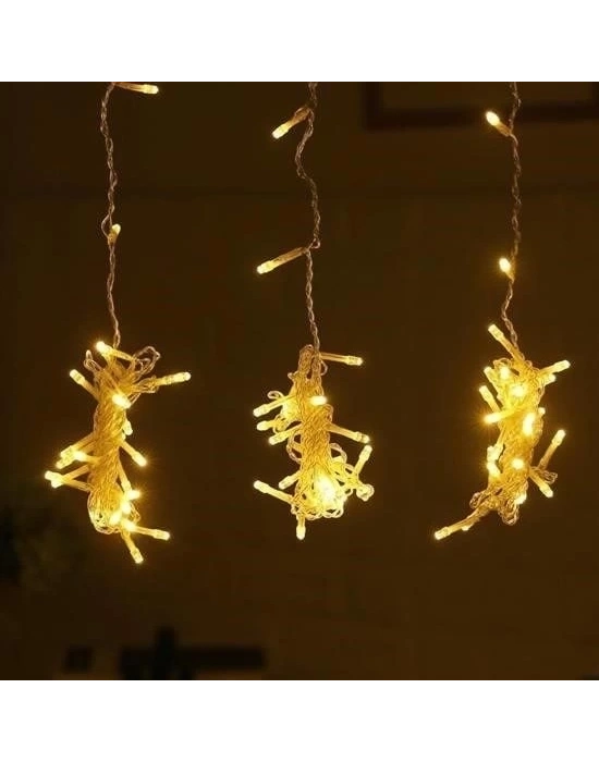 ÇOK SATAN 8 Fonksiyonlu 200 Led 10 Saçak Şerit Led 2x2 Perde İp Led  (Gün Işığı)