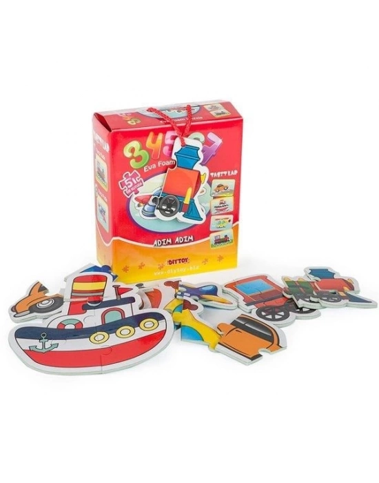 ÇOK SATAN 8742 DıyToy Süper Renkli 5i1 Kutuda Puzzle - Taşıtlar / 3+4+5+6+7 Parça Puzzle