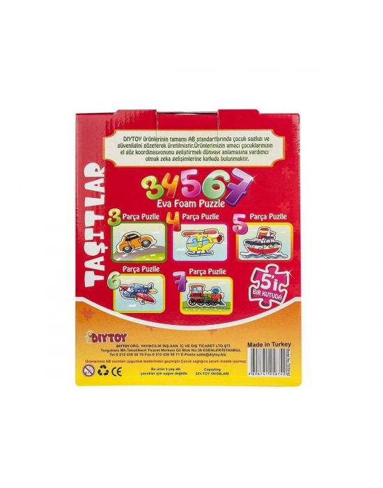 ÇOK SATAN 8742 DıyToy Süper Renkli 5i1 Kutuda Puzzle - Taşıtlar / 3+4+5+6+7 Parça Puzzle
