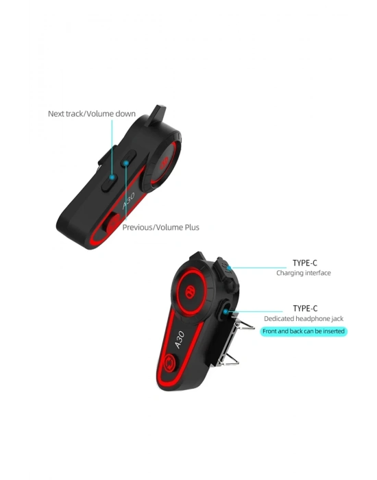 ÇOK SATAN A30 Motosiklet Kask Kulaklık Intercom Işıklı 2 Eşleşme Özellikli