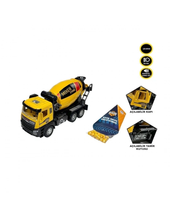 ÇOK SATAN AA992-01AB Çek Bırak Işıklı ve Sesli 1:28 Kamyon Ekskavatör / Beton Mikseri