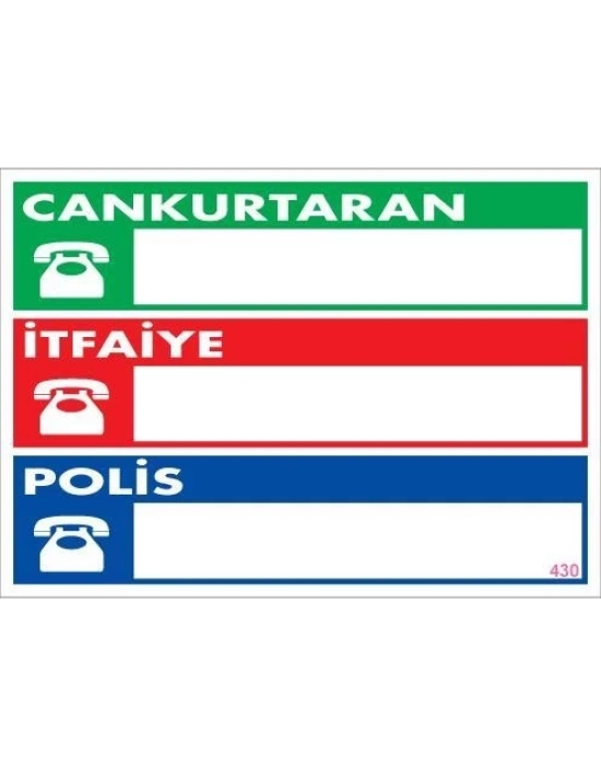 ® Acil Durum Telefon Levhası 25x35 KOD:430
