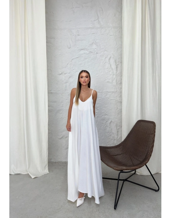 Aerobin uzun elbise beyaz pt