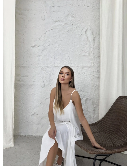 Aerobin uzun elbise beyaz pt