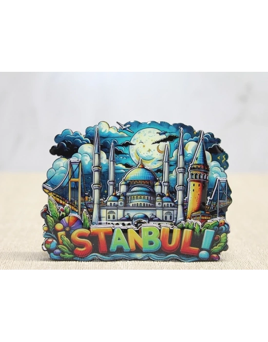 ÇOK SATAN Ahşap İstanbul Temalı Magnet Alk4597
