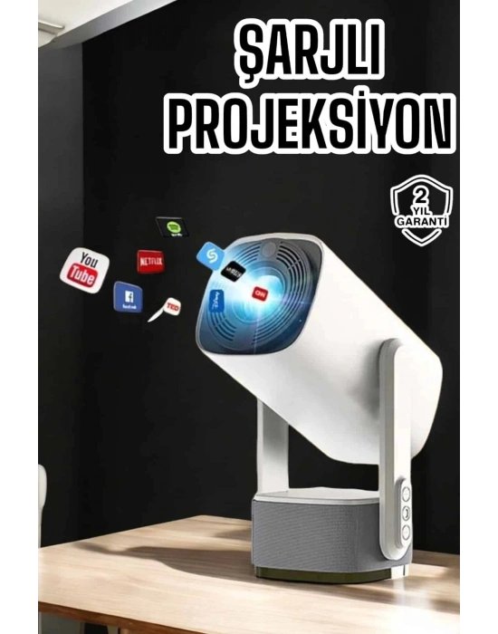 ÇOK SATAN Akıllı Projeksiyon Powerbankli Taşınabilir Sinema Projektörü 4k HD Kaliteli
