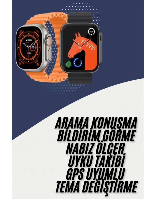 ÇOK SATAN Akıllı Saat Kordon Hediyeli Güçlü Batarya Kapasiteli Titreşimli Bildirim Görme Unisex