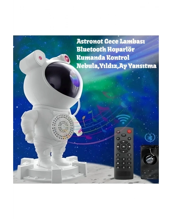 ÇOK SATAN Alüminyum Taşınabilir hoparlör Astronot Bluetooth Hoparlör - Projeksiyon, Gece Lambası, RGB LED, SD