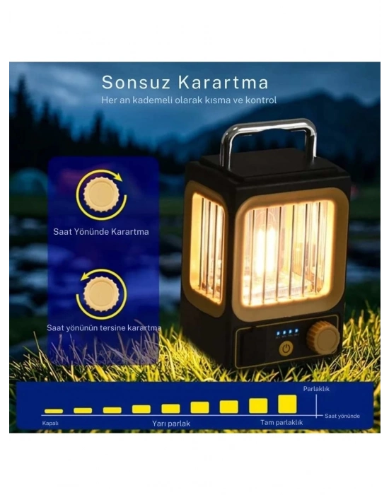 ÇOK SATAN Ampul Solar Şarj Edilebilir 12 Led 1 Rustikli Led Kamp Lambası