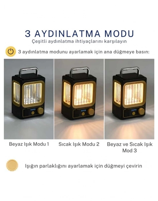 ÇOK SATAN Ampul Solar Şarj Edilebilir 12 Led 1 Rustikli Led Kamp Lambası