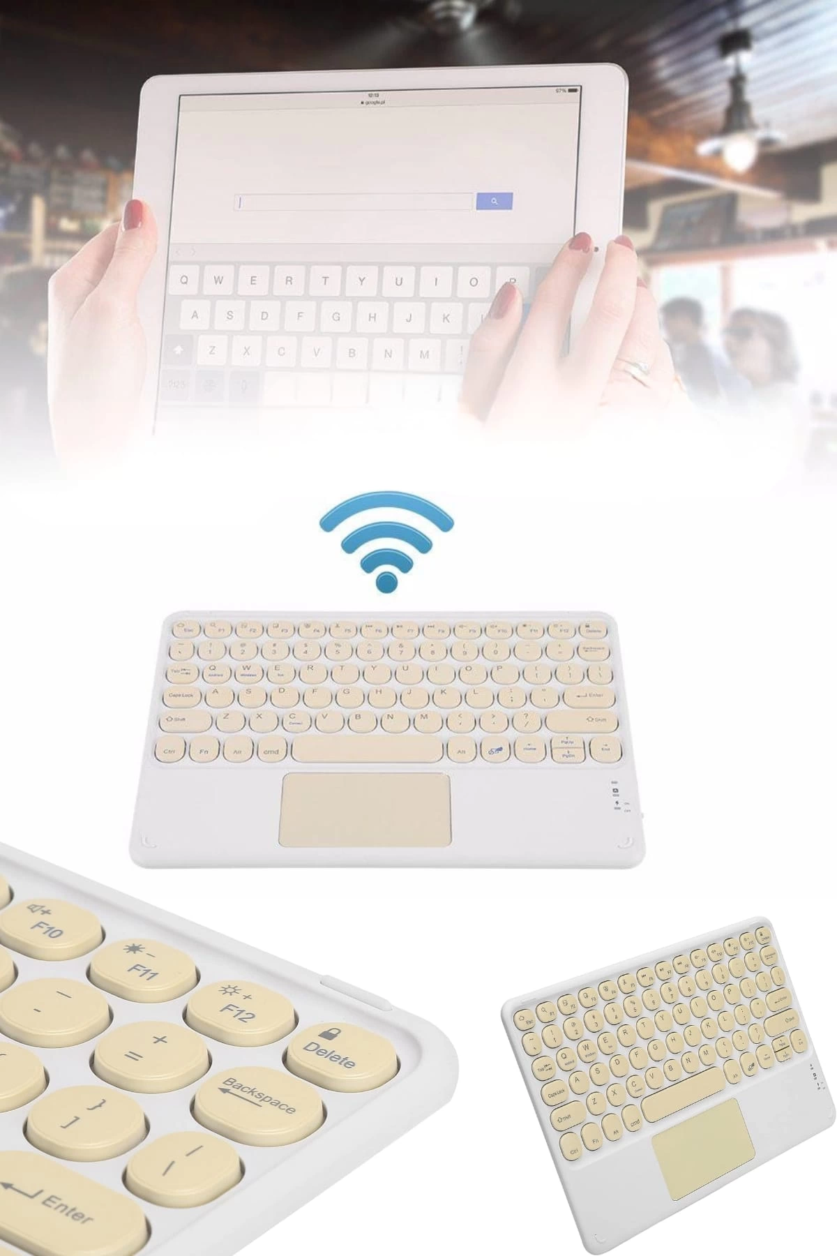 ÇOK SATAN Android ve İOS Uyumlu Bluetooth Klavye Touchpad Slim Kablosuz Wifi Q Klavye
