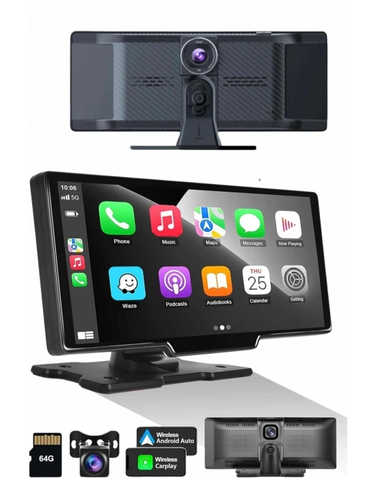 ÇOK SATAN Android ve İOS Uyumlu Ön Arka Çift Kameralı Araç Ekranı Dokunmatik CarPlay