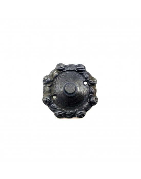 ÇOK SATAN Antika Tarz Dekoratif Pirinç Güllü Kapı Zili - 75mm, Oksit