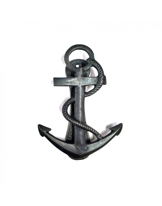 ÇOK SATAN Antika Tarz Dekoratif Pirinç Halatlı, Çapa, Denizci, Gemici Kapı Tokmağı, Taktak - 170x60mm, Oksit