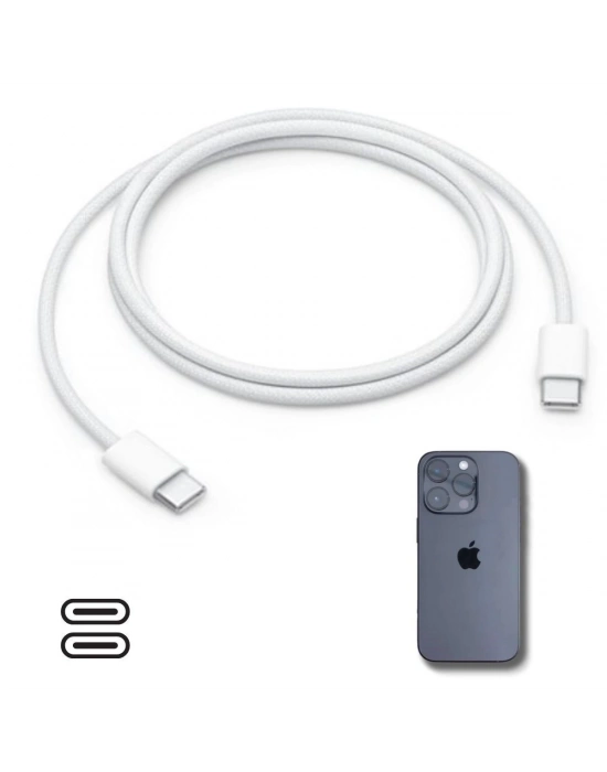 ÇOK SATAN Apple 15/15 Pro Type-C to Type-C Hasır Örgü Hızlı Şarj Kablosu (1m)