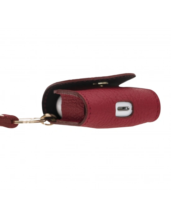 ÇOK SATAN Apple AirPods 2.nesil Uyumlu Deri Kılıf Mai Snap ERC2 Kırmızı