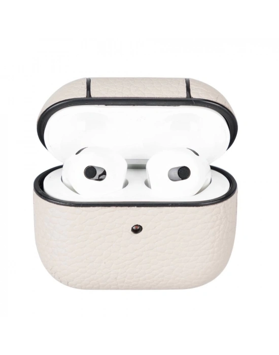 ÇOK SATAN Apple AirPods 3.nesil Uyumlu Deri Kılıf Juni ERC3 Bej