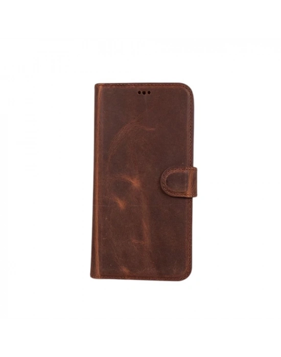 ÇOK SATAN Apple iPhone 11 Pro Max Uyumlu Deri Cüzdanlı Kılıf RFID G2 Kahve