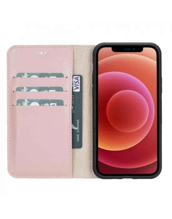 ÇOK SATAN Apple iPhone 11 Pro Uyumlu Deri Cüzdanlı Kılıf Pembe