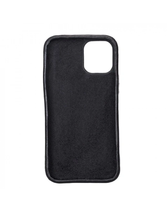 ÇOK SATAN Apple iPhone 12 mini Uyumlu Deri Arka Kapak ROCK RST1 Siyah