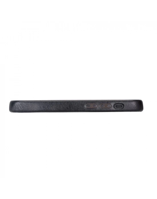 ÇOK SATAN Apple iPhone 12 mini Uyumlu Deri Arka Kapak ROCK RST1 Siyah