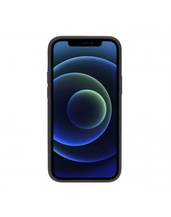ÇOK SATAN Apple iPhone 12 mini Uyumlu Deri Arka Kapak RST1 Siyah