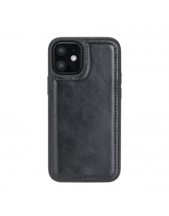 ÇOK SATAN Apple iPhone 12 mini Uyumlu Deri Arka Kapak RST1 Siyah