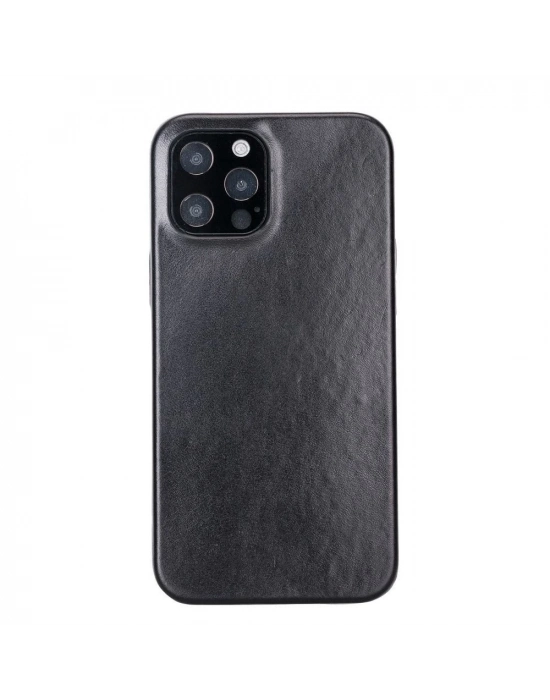 ÇOK SATAN Apple iPhone 12 Pro Max Uyumlu Deri Arka Kapak ROCK RST1 Siyah
