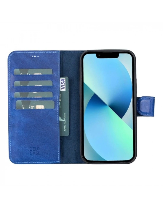 ÇOK SATAN Apple iPhone 12 Pro Uyumlu Deri Cüzdanlı Kılıf Okyanus Mavi