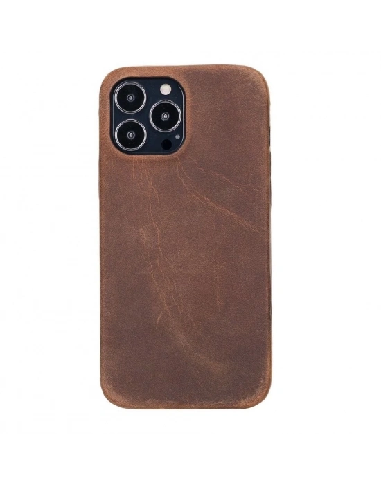 ÇOK SATAN Apple iPhone 13 Pro Max Uyumlu Deri Arka Kapak ROCK G2
