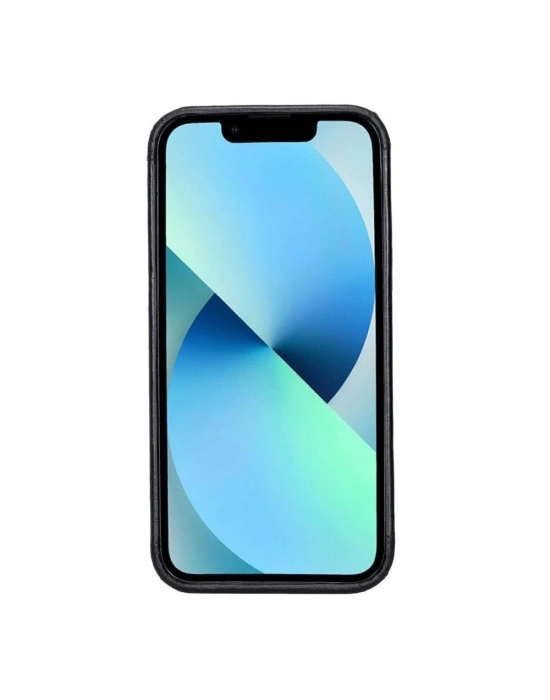 ÇOK SATAN Apple iPhone 13 Pro Max Uyumlu Deri Arka Kapak ROCK RST1 Siyah