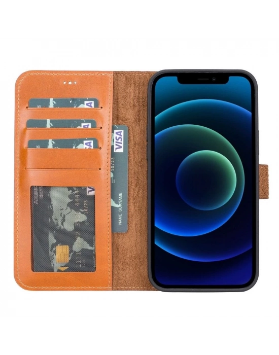 ÇOK SATAN Apple iPhone 13 Pro Max Uyumlu Deri Cüzdanlı Kılıf RST2EF Taba