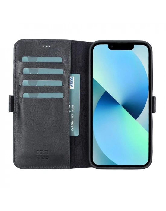 ÇOK SATAN Apple iPhone 13 Pro Max Uyumlu Deri Cüzdanlı Kılıf Siyah