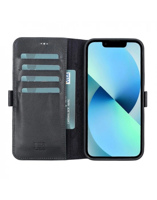 ÇOK SATAN Apple iPhone 13 Pro Max Uyumlu Deri Cüzdanlı Kılıf Siyah