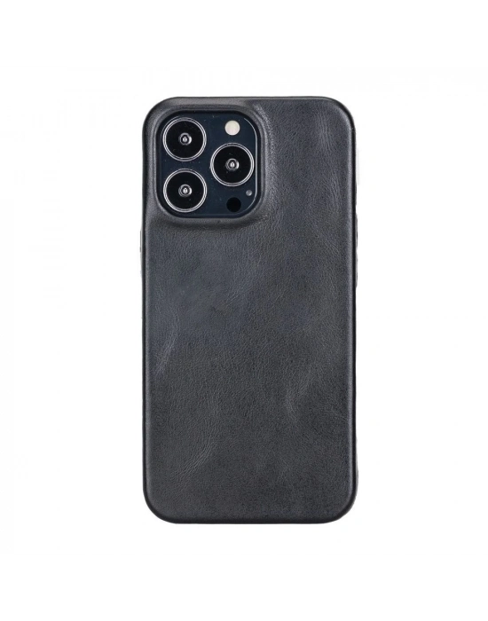 ÇOK SATAN Apple iPhone 13 Pro Uyumlu Deri Arka Kapak ROCK RST1 Siyah