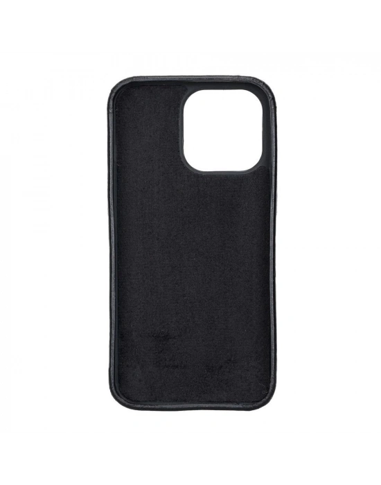 ÇOK SATAN Apple iPhone 13 Pro Uyumlu Deri Arka Kapak ROCK RST1 Siyah