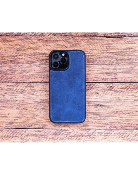 ÇOK SATAN Apple iPhone 13 Pro Uyumlu Deri Cüzdanlı Kılıf Lacivert