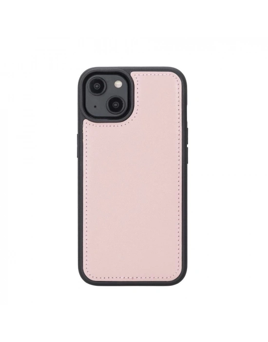 ÇOK SATAN Apple iPhone 14 Uyumlu Deri Cüzdanlı Kılıf MWWN NU2 Pembe