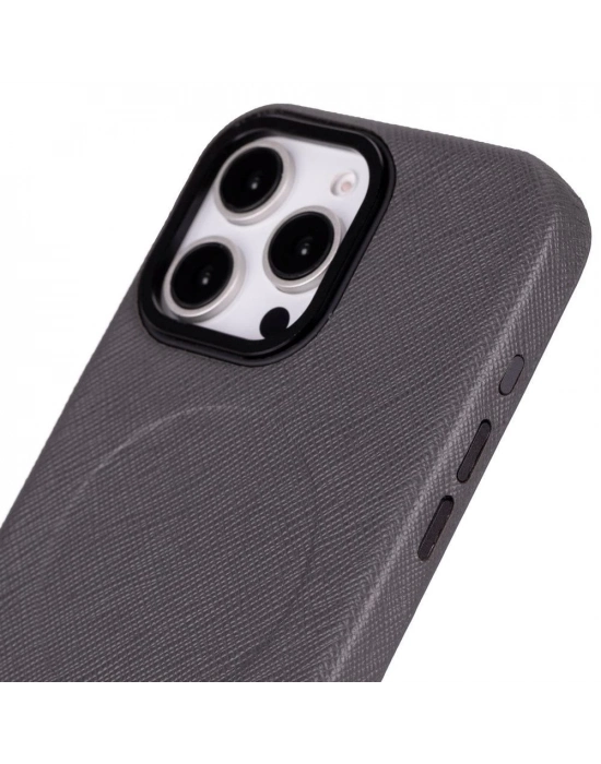 ÇOK SATAN Apple iPhone 16 Pro Max uyumlu, Hakiki Deri, El Yapımı Kılıf, Gri