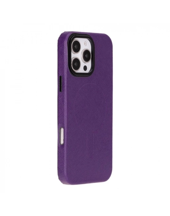 ÇOK SATAN Apple iPhone 16 Pro Max uyumlu, Hakiki Deri, El Yapımı Kılıf, Mor